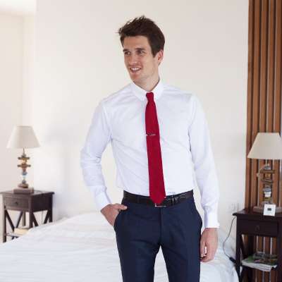 Cravate Rouge 100% Soie Georges Blanc